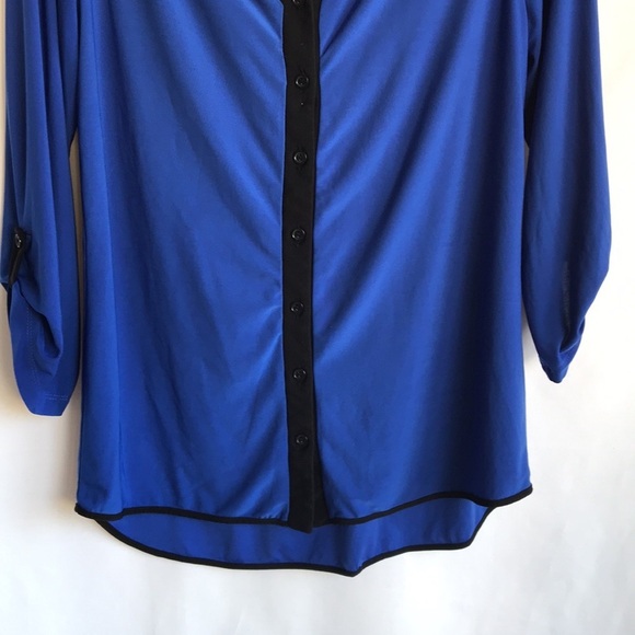 PerSeption Concept royal blue and black blouse, M - Picture 3 of 10